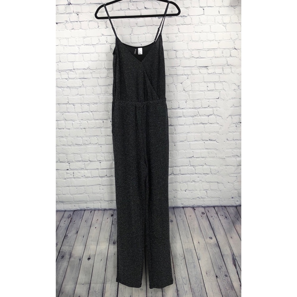 H&M sparkle black silver spaghetti strap jumpsuit
